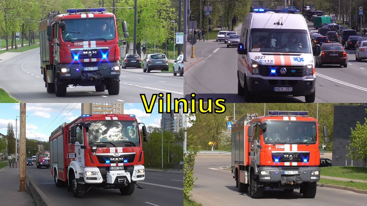 Brandweer en ambulance Vilnius met spoed onderweg