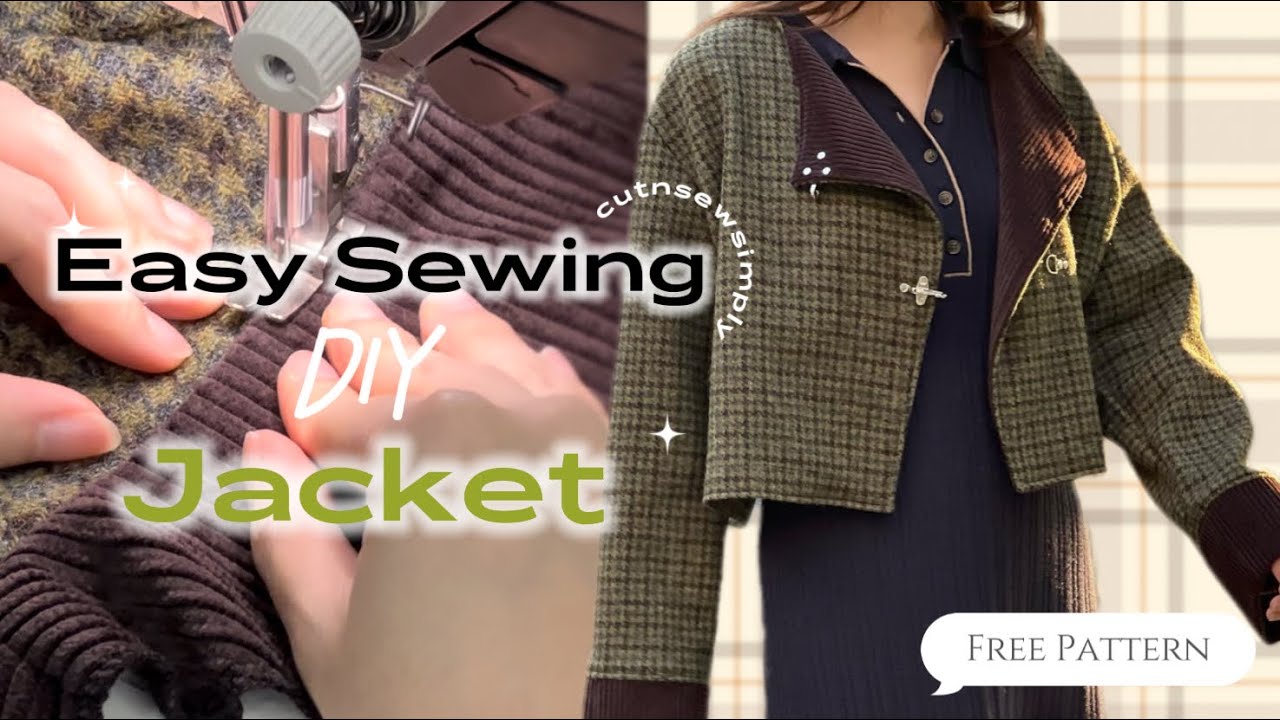 DIY Women's Jacket Easy Sewing Tutorial + FREE Pattern 簡易女裝反領外套製作教學 新手OK!