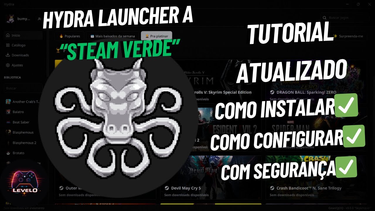 Hydra STEAM VERDE Tutorial Atualizado Onde Baixar Com Segurança, Como Configurar e Jogar