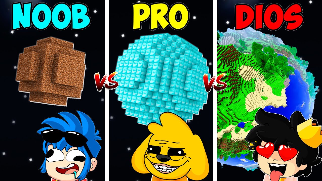 MINECRAFT: PLANETA NOOB VS PRO VS DIOS 😱 ¡LOS COMPAS SE PIERDEN EN EL ESPACIO!