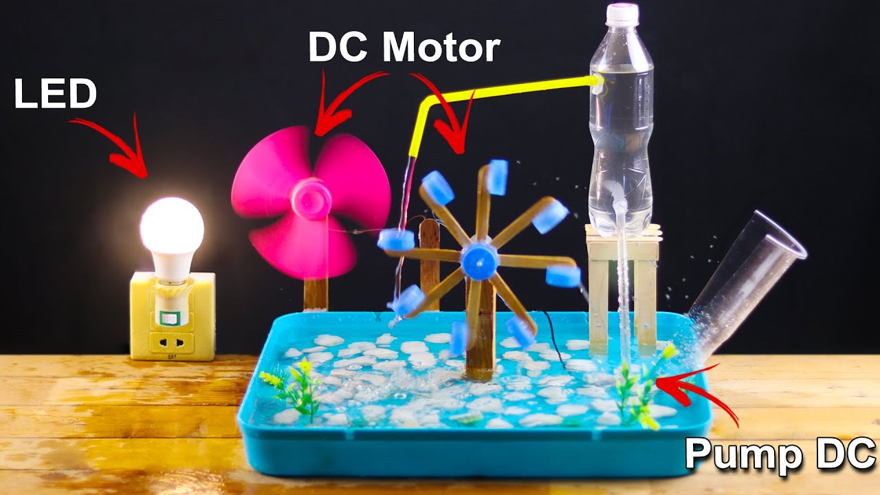 Free Energy By Water Wheel Without Electricity - How to Make a Water Fountain DIY