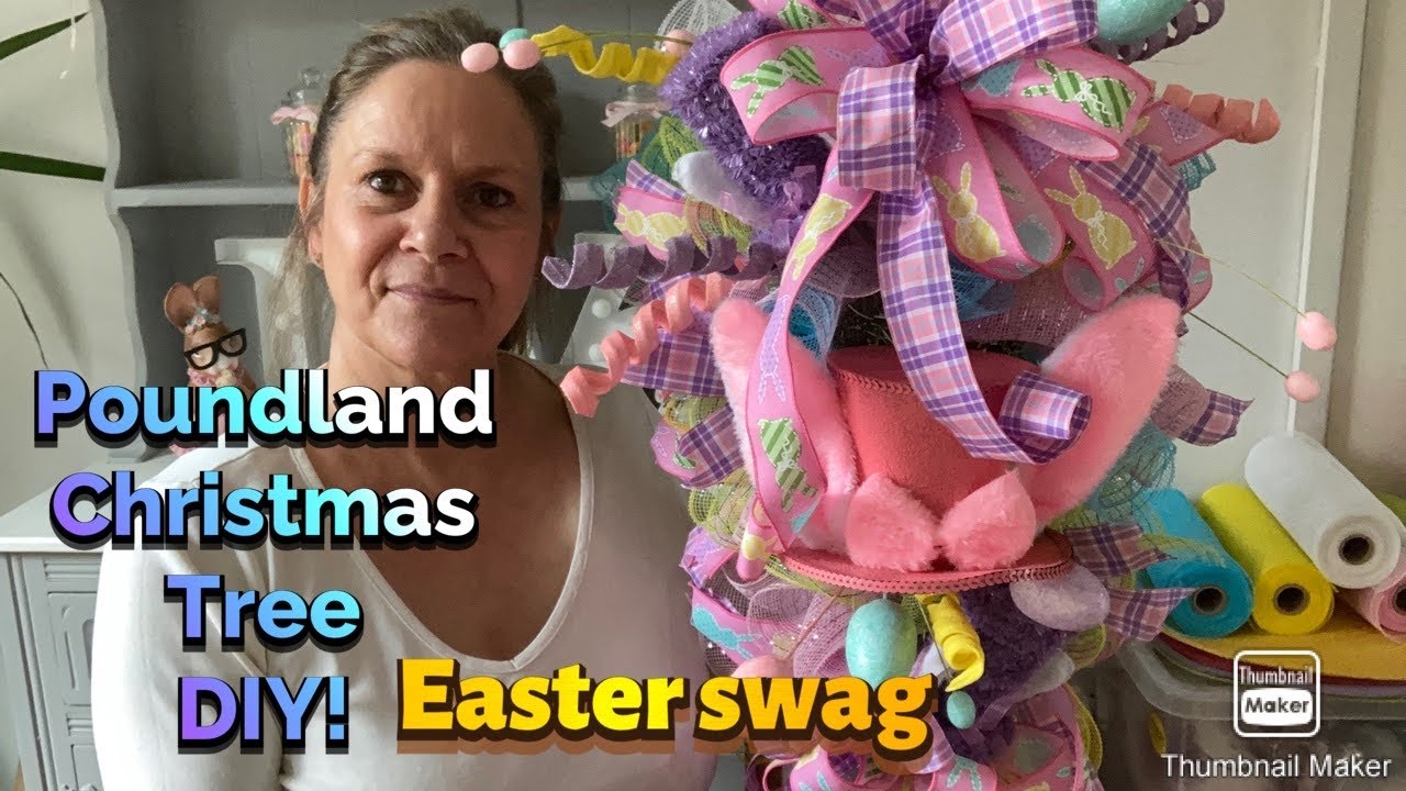Easter Bunny Hat Swag / Poundland Christmas Tree DIY / Easter Decorations / Door Wreath / March 2021