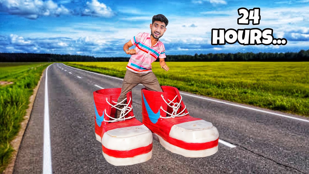 Spending 24 hours in monster shoes challenge