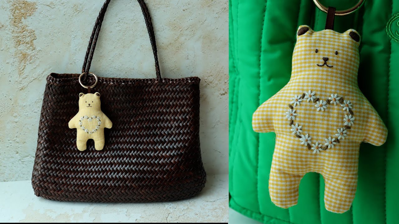 블랑주니의 프랑스자수 - 곰돌이 자수 인형 백참 만들기 Making Teddy Bear Embroidered Doll Keychain Bag Charm