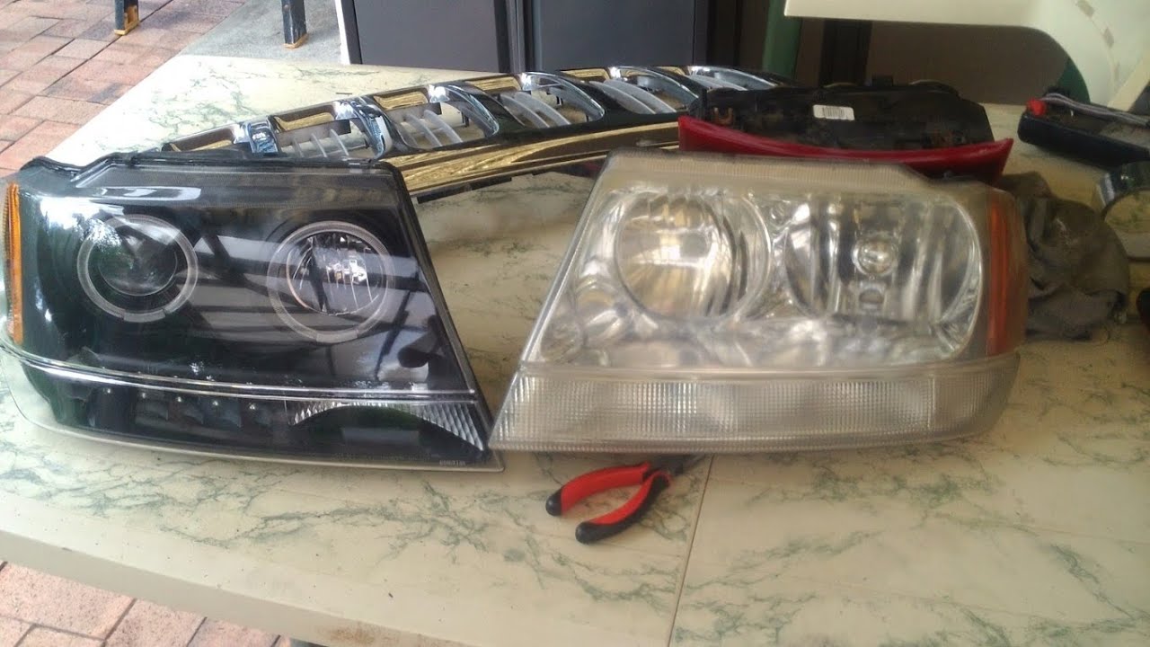 How to replace headlights in a WJ Jeep. Original or VIPmotoZ Projector headlights