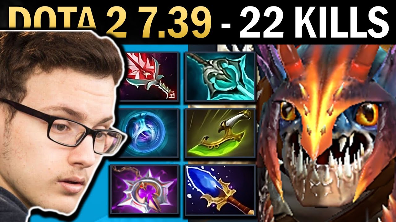 Slark Gameplay with 22 Kills and Swift Blink - Dota 7.39