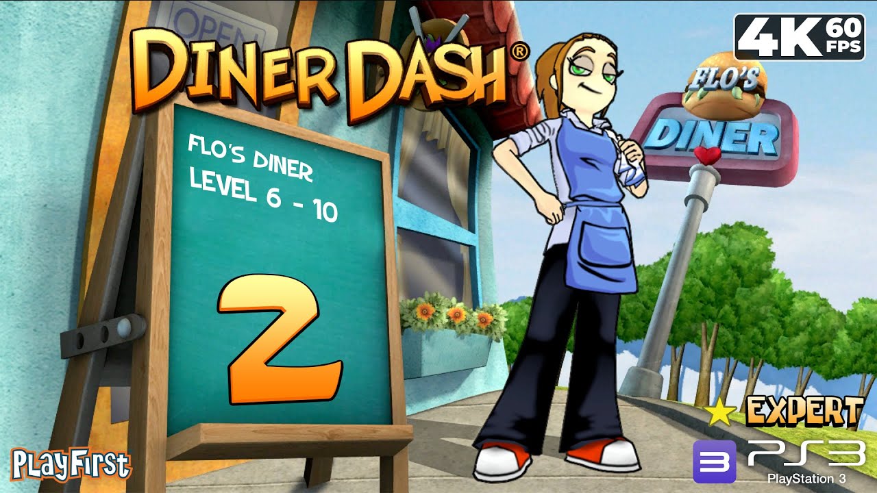 Diner Dash 3D (PlayStation 3) - 4K60 Walkthrough Part 2 - Flo's Diner, Level 6-10