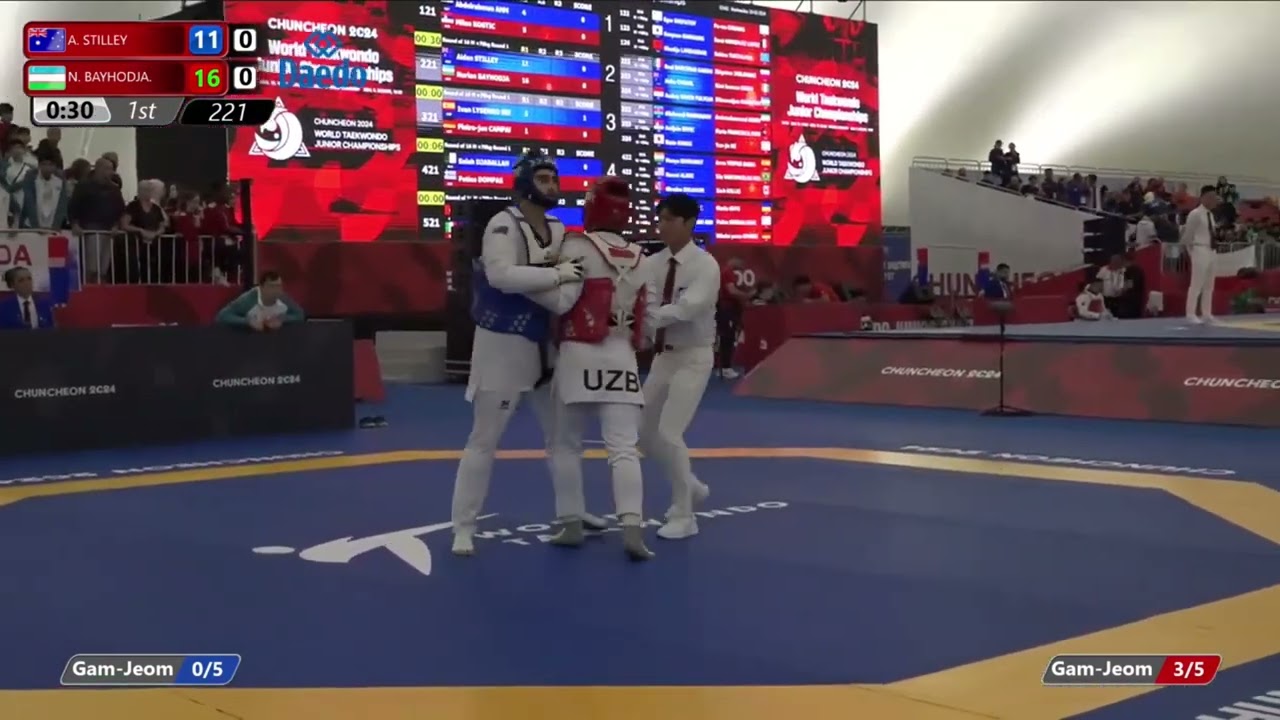 221 Round of 16 Men +78kg AUS STILLEY Aiden UZB BAYHODJAEV Nurlan