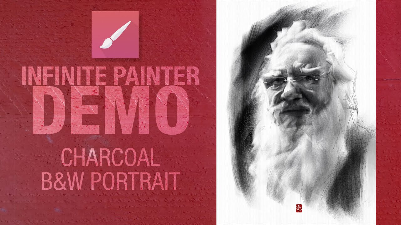 Infinite Painter DEMO - Charcoal Portrait of Jean-Jacques Lem&ecirc;tre (Ipad Pro - Apple Pencil)