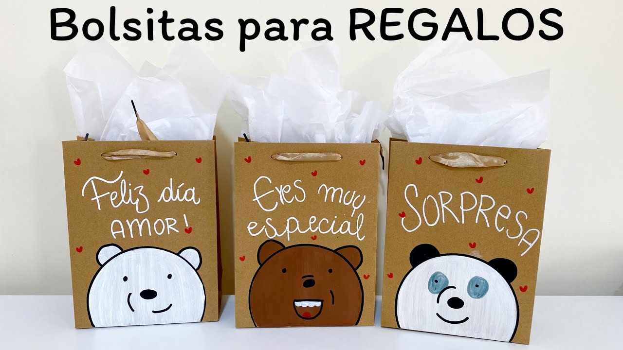 Bolsas de REGALO kraft, decoradas con los OSOS ESCANDALOSOS 🐻🐼🐻‍❄️
