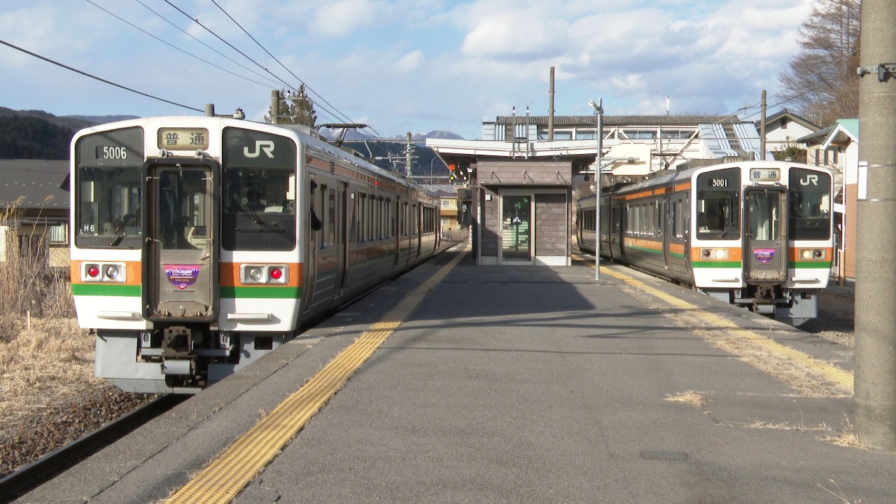 【4K  60P】213系中央線エリア入線最終日。H6編成H1編成、列車交換（川岸駅）