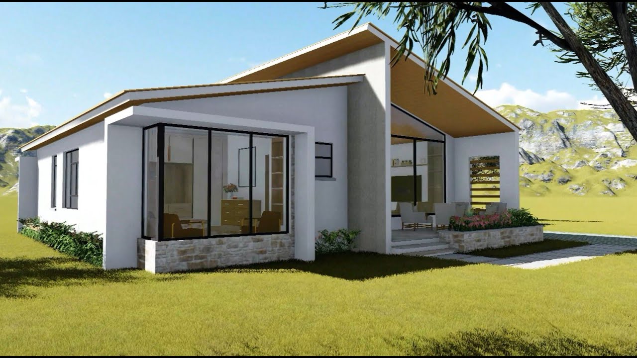 Simple 3 Bedroom Bungalow  | Modern House Design Idea with Floor Plan 16x13m #architecture