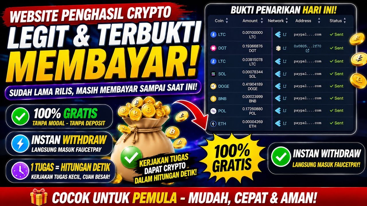 Website Penghasil Crypto Gratis Terbukti Membayar Secara Instan Ke Faucetpay - Faucet Crypto 2026