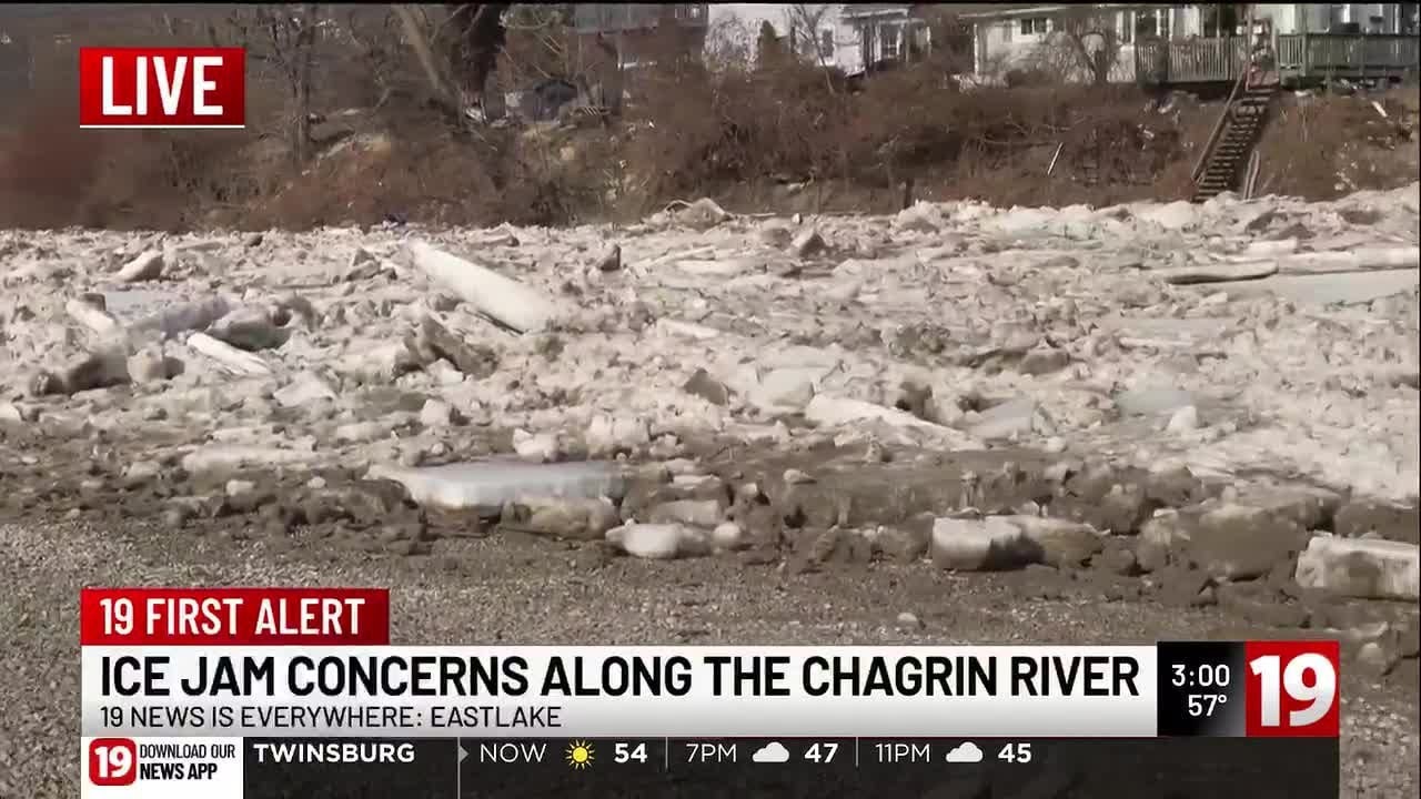 Ice jam concerns along the Chagrin River