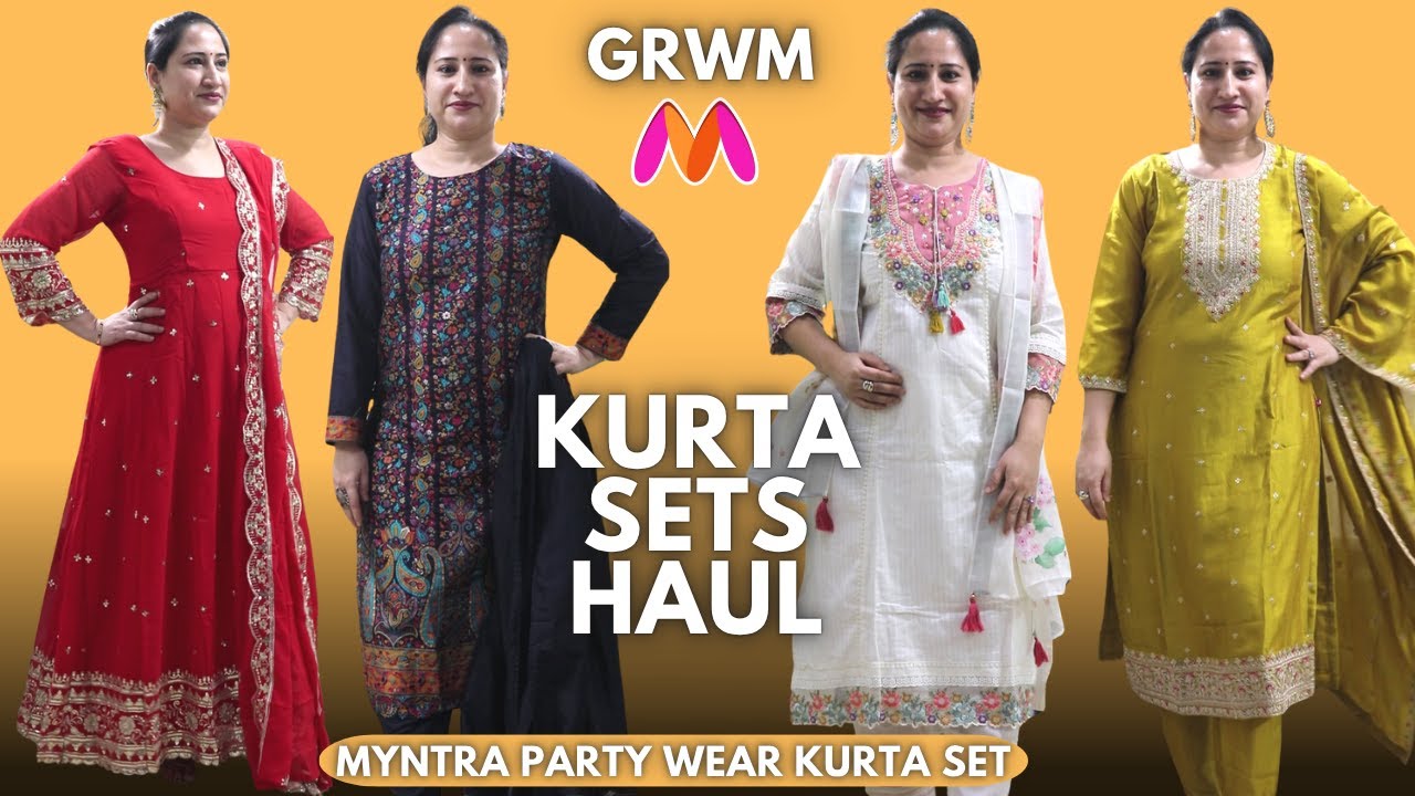 Myntra Party Wear Kurti Set Haul I #getreadywithmyntra #fashionhaul #kurtisethaul #latestkurtihaul