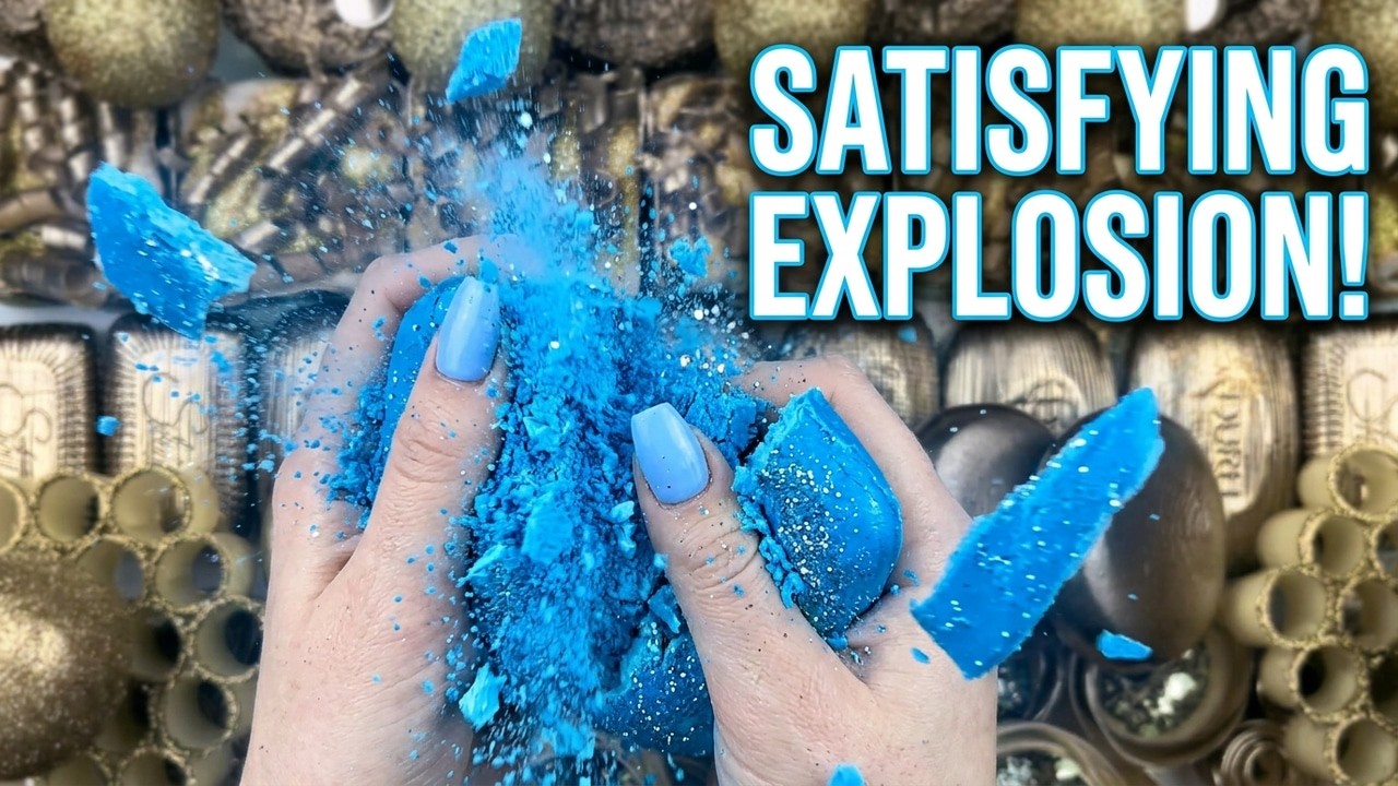 Blue Soap Crushing ASMR | Satisfying Powder Explosion#asmr #relaxingasmr