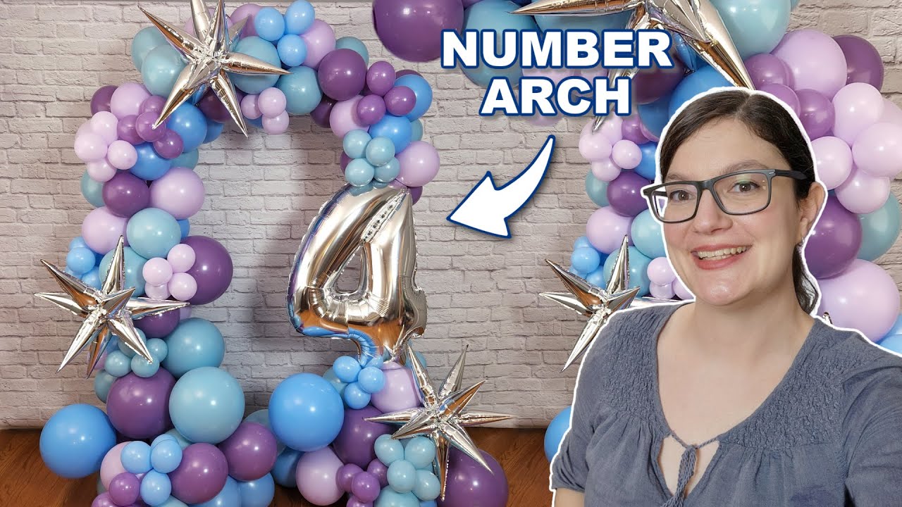 Organic Balloon Arch with a Giant Balloon Number