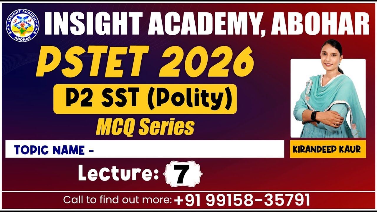 PSTET 2026 | SST Preparation | Lec 8 | PSTET 2026 SST | PSTET Polity P2 | SST By Kirandeep Ma'am