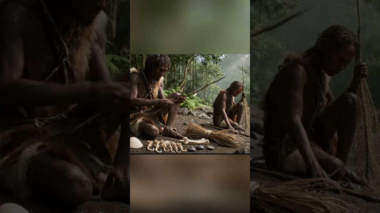 How Early Humans Made Fishing Tools 🐟🔨 #history #prehistoric #shorts   #caveman #beforehistory