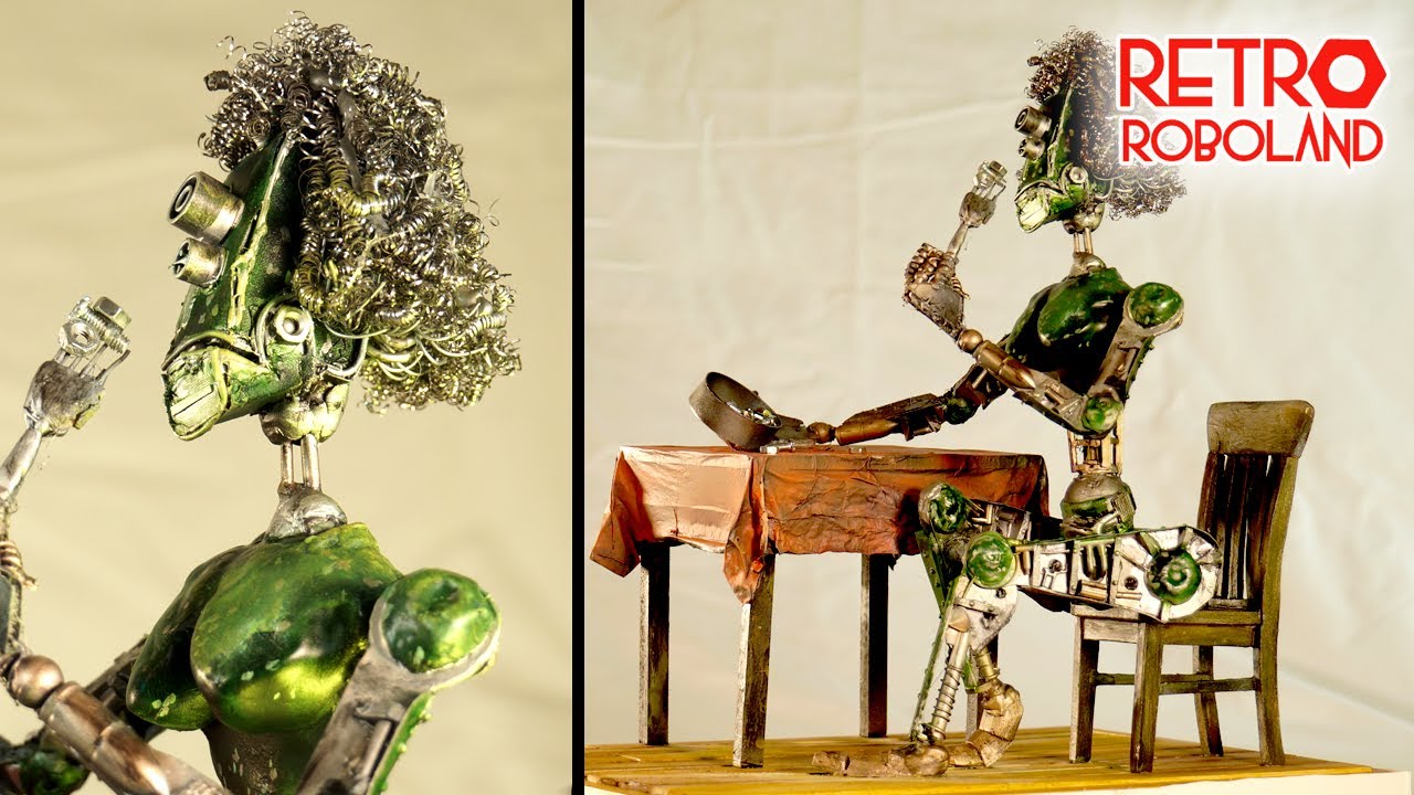 Scratch built robot - in  steam punk retro cool mecha style