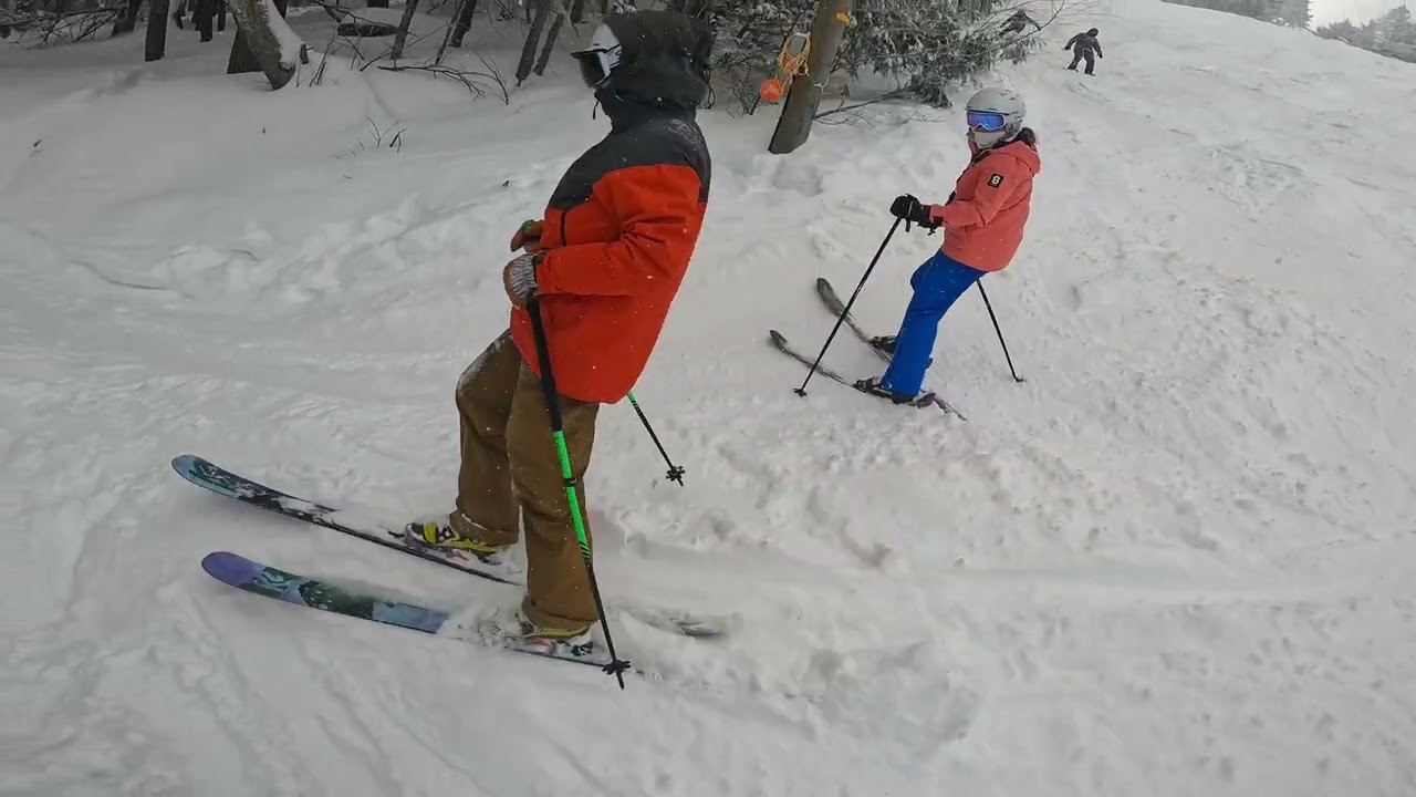 Pats Peak pow day Vortex to Tornado glade (skied badly)