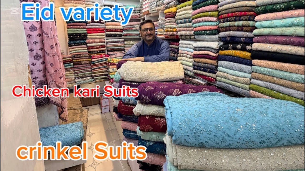 Eid ￼collection😍party Wear Suits crinkel Threads work 👍Mukash Skiwans Suits Crinkel Havey Embroidery