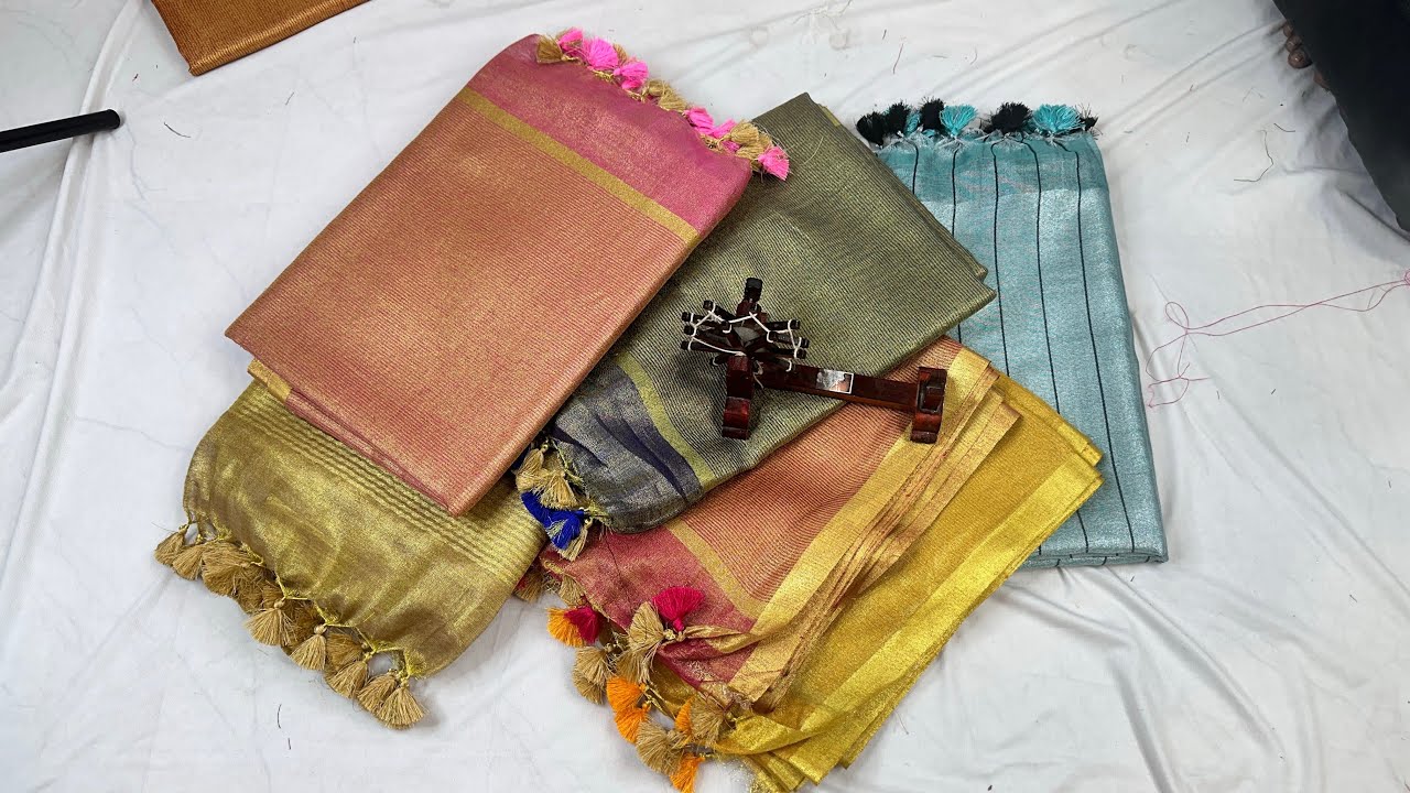 Metallic tissue linens| linen tissue| #tissue #linen #bhagalpur #saree #shopping #booking