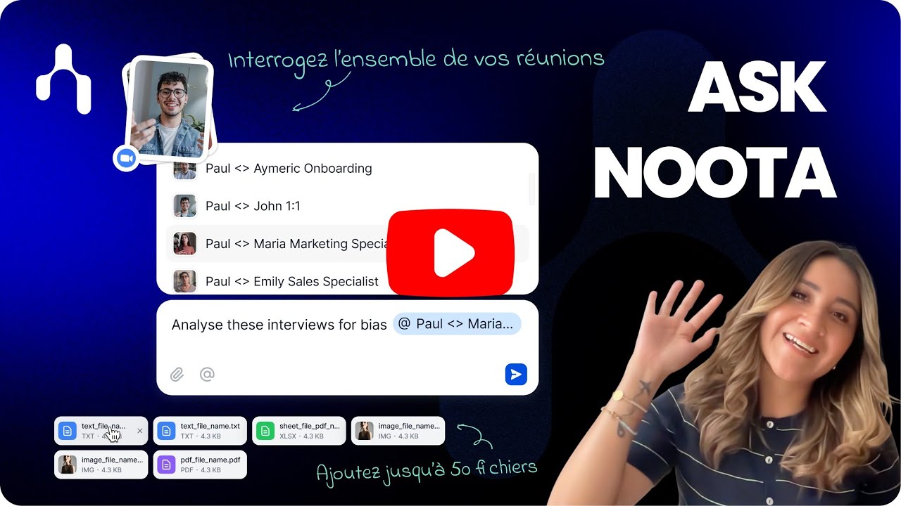 Découvrez Ask Noota ! Le ChatGPT de vos réunions, documents et workflows.