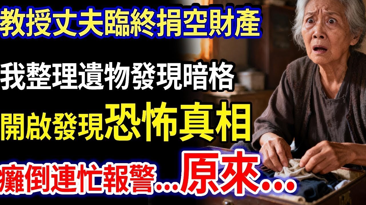 我66歲 教授丈夫臨終捐空財產，我整理遺物發現暗格，開啟發現恐怖真相，整個人癱倒連忙報警...原來...#家庭故事 #感人故事 #家庭倫理 #感人故事 #真實生活