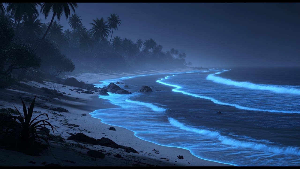 Midnight Ocean Reverie | Moonlit Tropical Waves & Deep Sleep Piano Ambience for Calm Nights