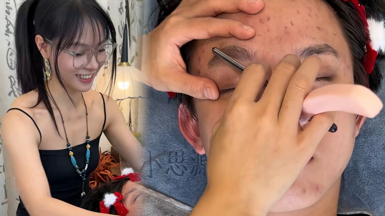 💈Facial cleaning！Lady Shaving！#barber #barbershop 132