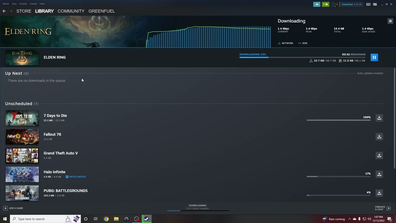 Xfinity Gigabit Extra - 1.4 Gbps speed test and real time Steam download