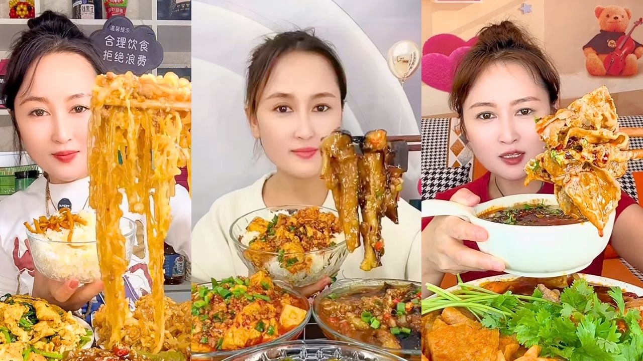 Spicy Noodles, Braised Chicken Feet and Sour Soup Mukbang Feast