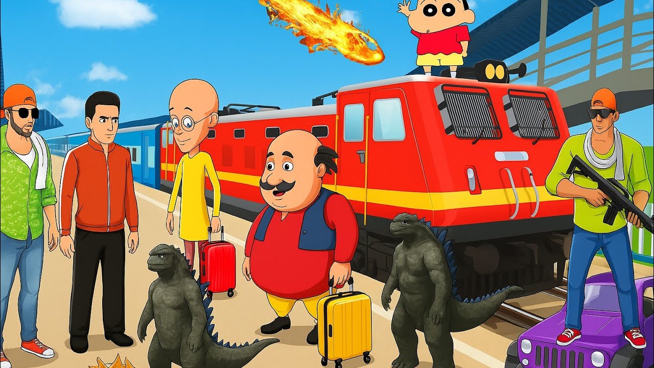 Motu or patlu train se aaya Indian💥😱 theft auto simulator 🤯🤣 indian bike driving 3D railway station 