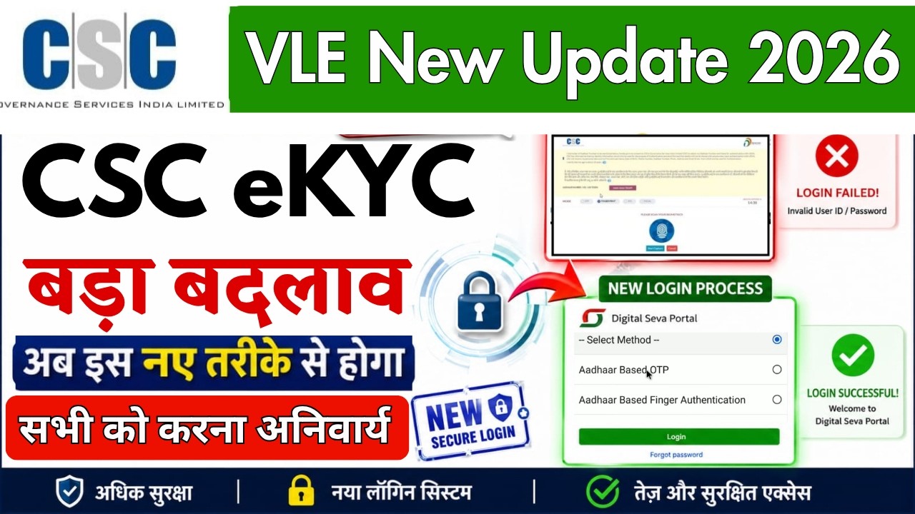 🚨 CSC VLE New Update 2026 | CSC ID e-KYC Service Live | VLEs must complete e-KYC or risk CSC ID d...