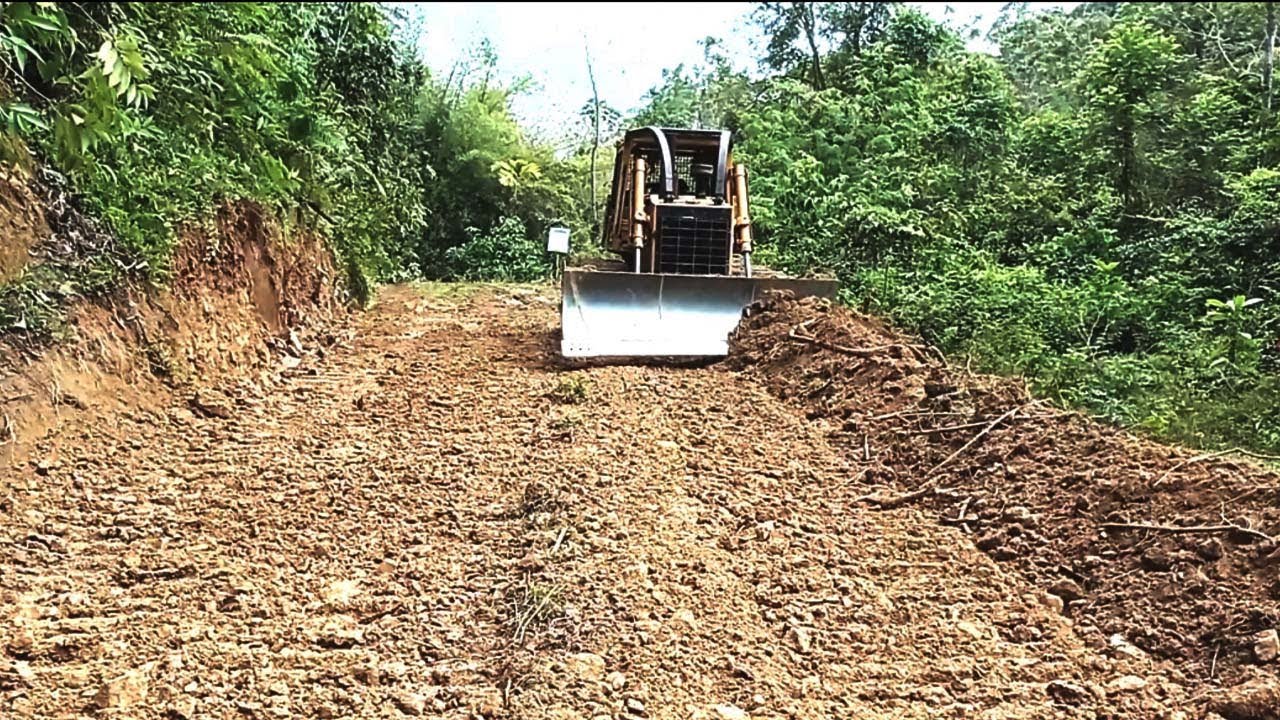 Heavy Equipment Caterpillar Bulldozer Leveling Land For Plantation Roads