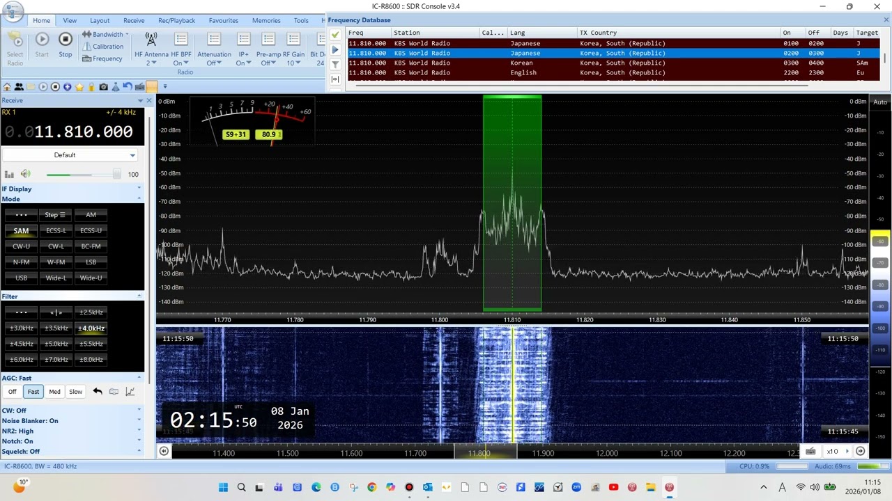11810KHz KBS WORLD　Radio via Kimijae, KOR 2026-01-08 02-00-UTC (2)