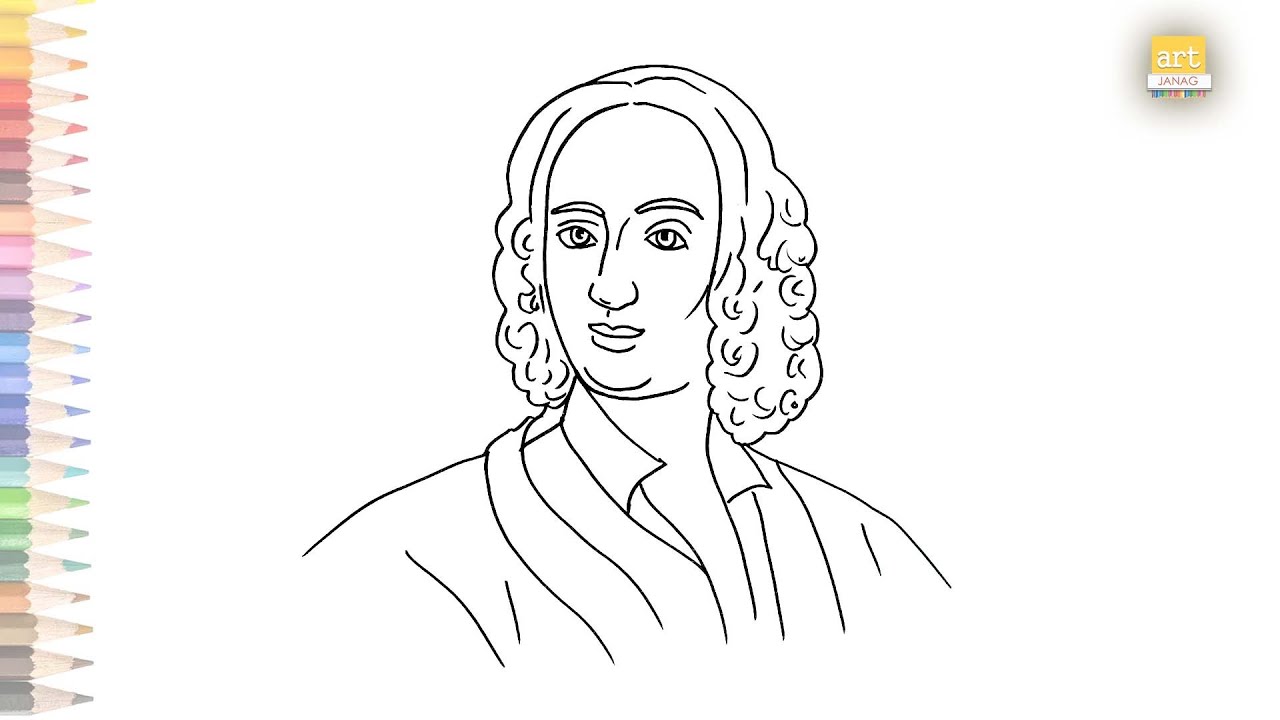 Antonio Lucio Vivaldi drawing easy | How to draw Antonio Lucio Vivaldi step by step | Outline art