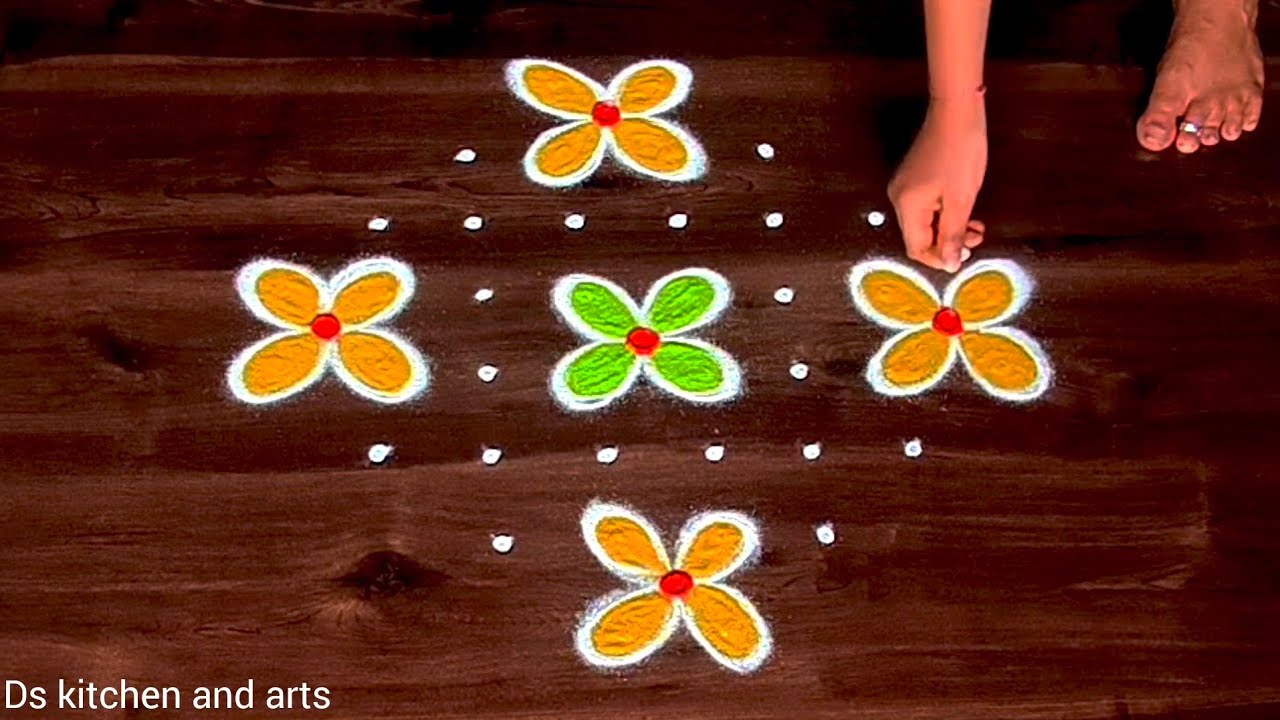 Simple muggulu 🌷8+2+2 dots Rangolis🌷 Easy Rangolis🌷 #kolam #ugadi #festival #pandagamuggulu