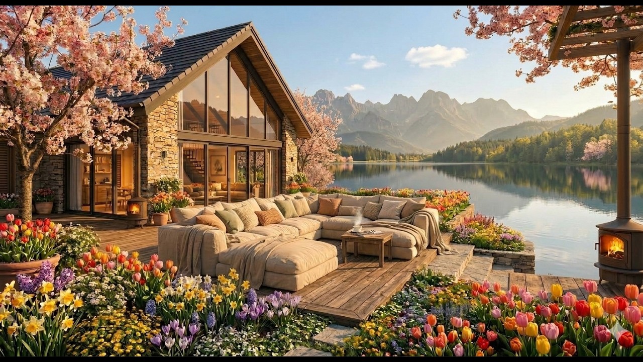 Peaceful March Day at the Lake House | Spring Nature Ambience
