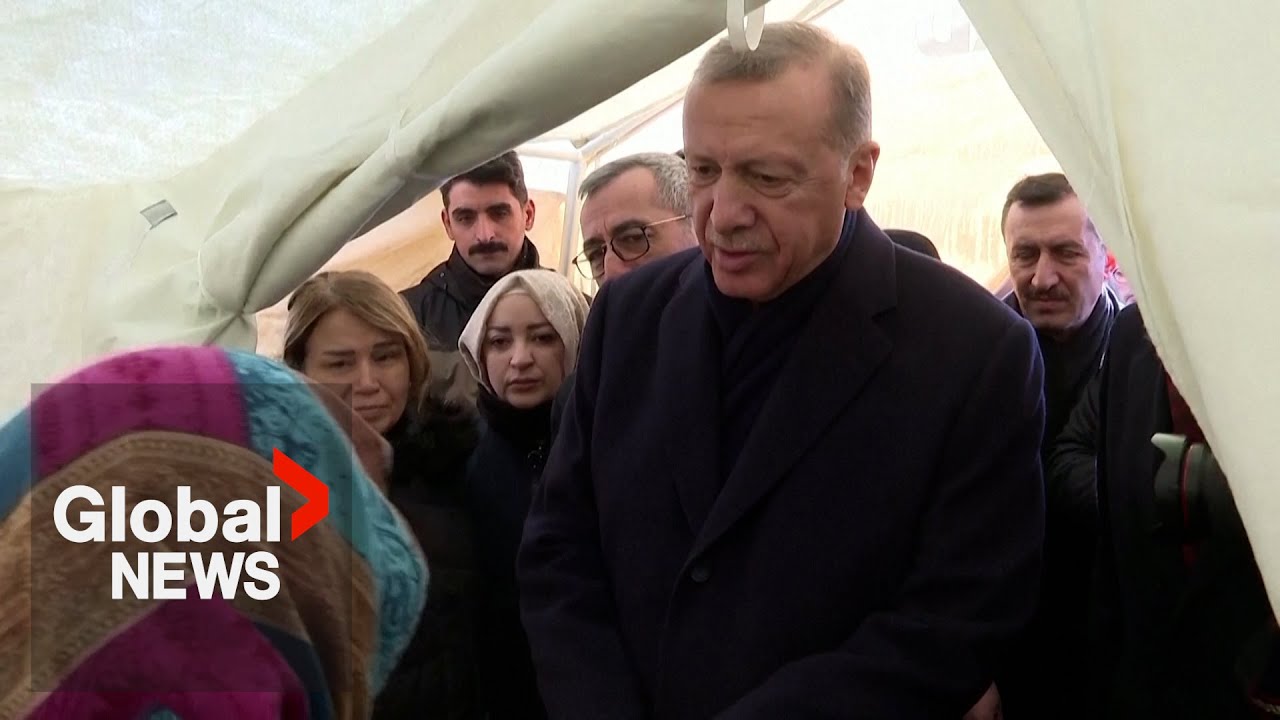 Erdogan visits Turkey earthquake site, acknowledges 