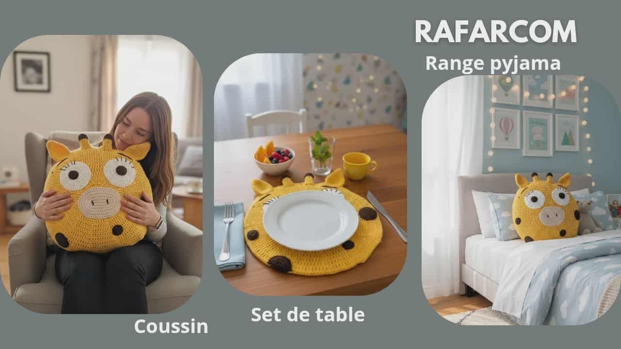 Gauchers Tuto Crochet Range Pyjama, Coussin ou Set de Table 🦒 | Une Girafe Polyvalente !