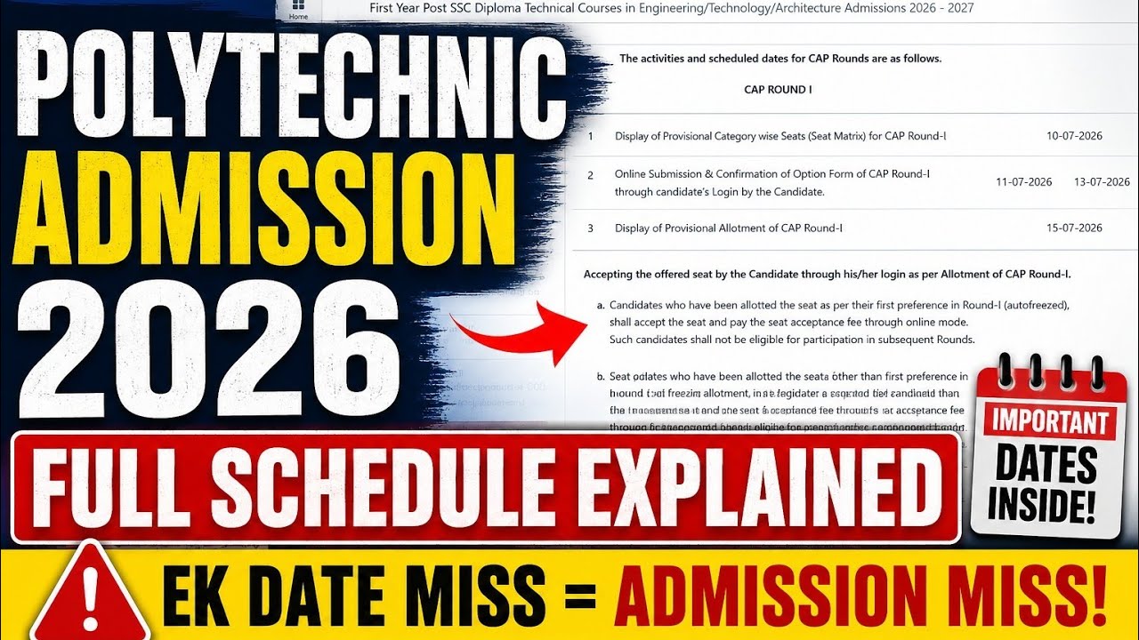 Polytechnic Admission 2026 Full Schedule Explained ✅ |CAP Rounds Rules Explain #polytechnic#capround