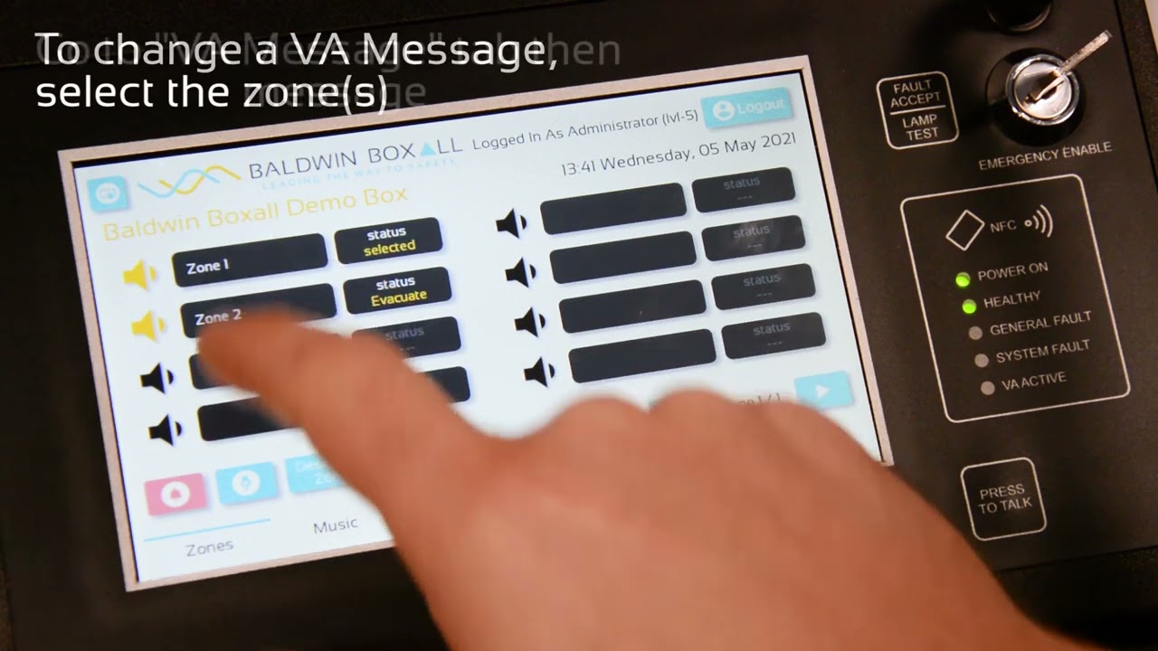 How to broadcast a VA message - VIGIL2 - Touch screen microphone