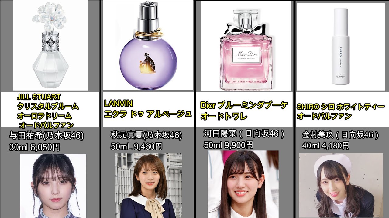 坂道アイドルが使用している香水【乃木坂46】【櫻坂46】【日向坂46】