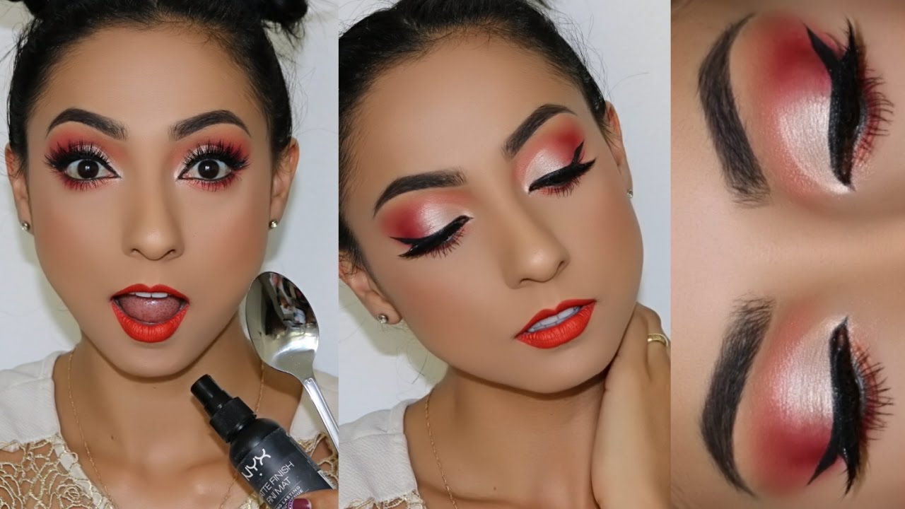 MAQUILLAJE ROJO Y NARANJA | 8 TIPS PARA PIELES GRASAS  ♥♥♥ OILY SKIN MAKEUP AND HACKS ♥♥♥ Andy Lo