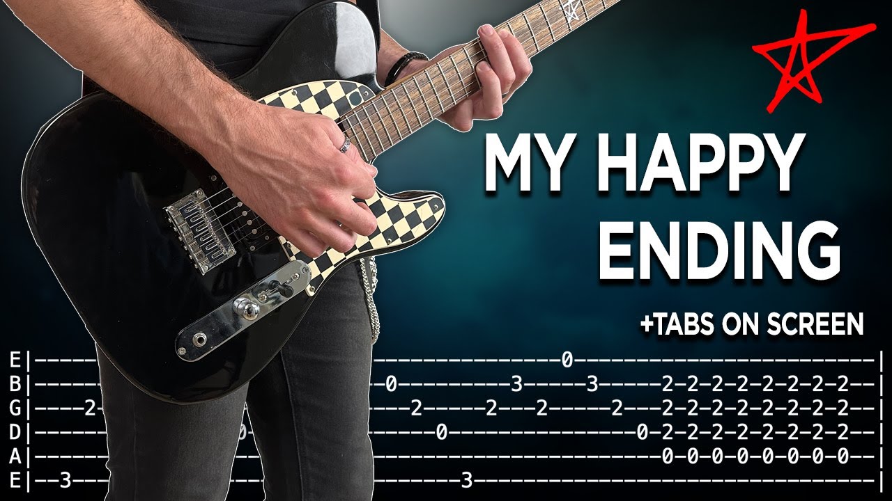 Avril Lavigne - My Happy Ending Guitar Cover with Tabs on screen 4K UHD