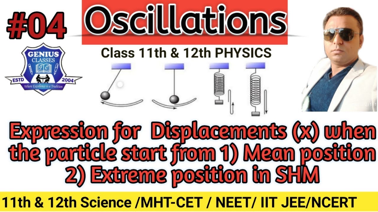 Displacement of SHM|At Mean & Extreme position|Oscillation|Lect-4|Class12th physics|NEET/JEE/MH-CET