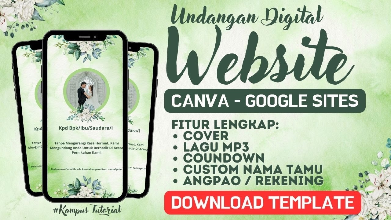 Cara Membuat Undangan Digital Website dengan Canva & google Sites | Desain 4 | Canva Untuk Pemula