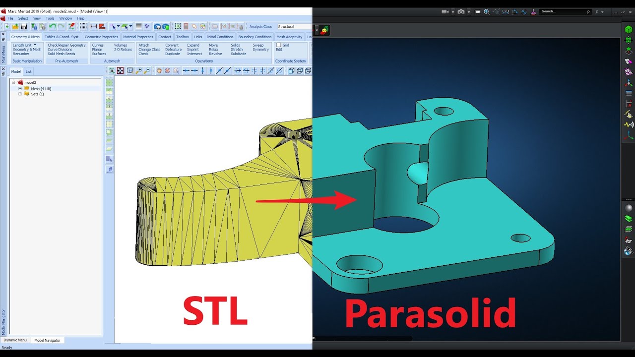 How to convert an STL file to Parasolid (solid geometry)